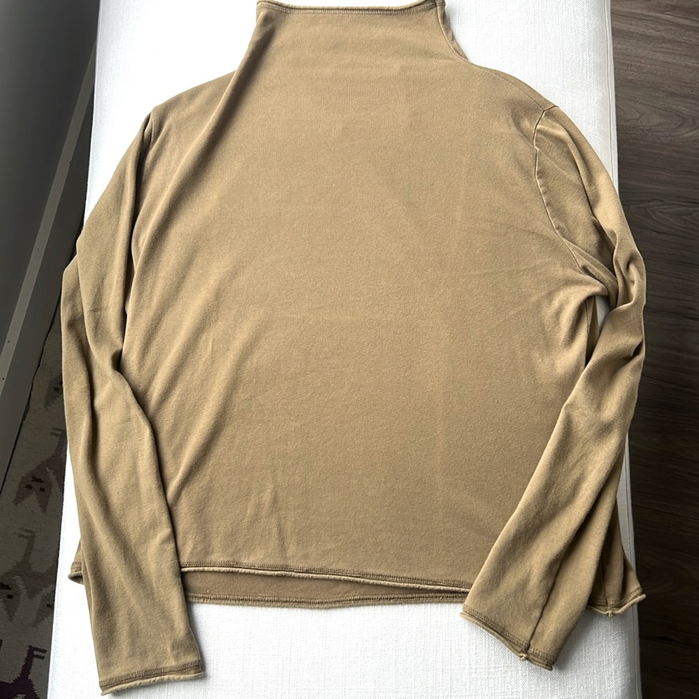 ES / Alabama Chanin James Mock Neck Olive Long Sleeve